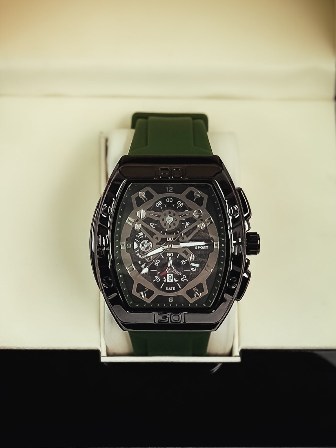 GASTRO SPORT Luxury Skeleton Men's Watch – Black & Green Dial