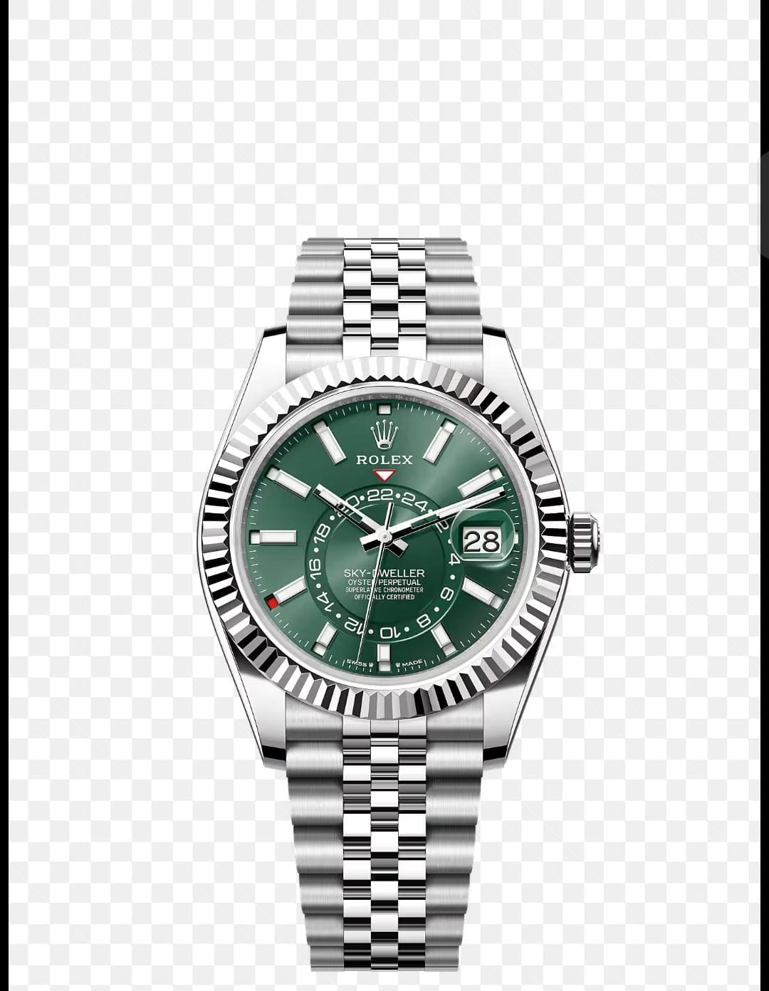 Luxury Green Rolex Dial Silver Stainless Steel Watch for Men