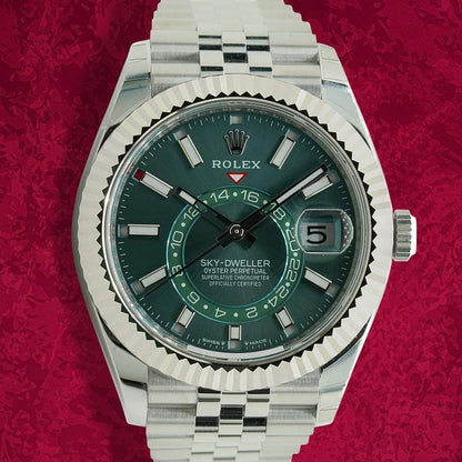 Luxury Green Rolex Dial Silver Stainless Steel Watch for Men