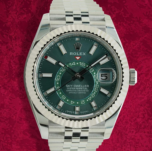 Luxury Green Rolex Dial Silver Stainless Steel Watch for Men