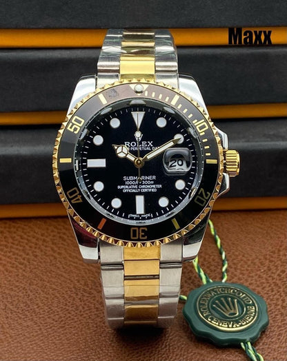 Luxury TwSubmariner Style o-Tone Men's Watch – Black Dial | Premium Edition