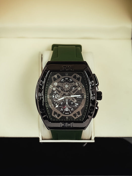 GASTRO SPORT Luxury Skeleton Men's Watch – Black & Green Dial
