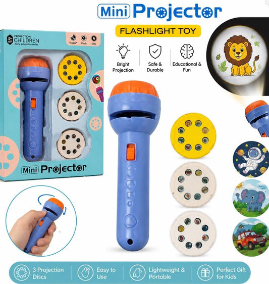 Kids Mini Projector Flashlight Toy – Educational Projection Torch with 48 Image Slides