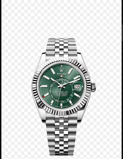 Luxury Green Rolex Dial Silver Stainless Steel Watch for Men