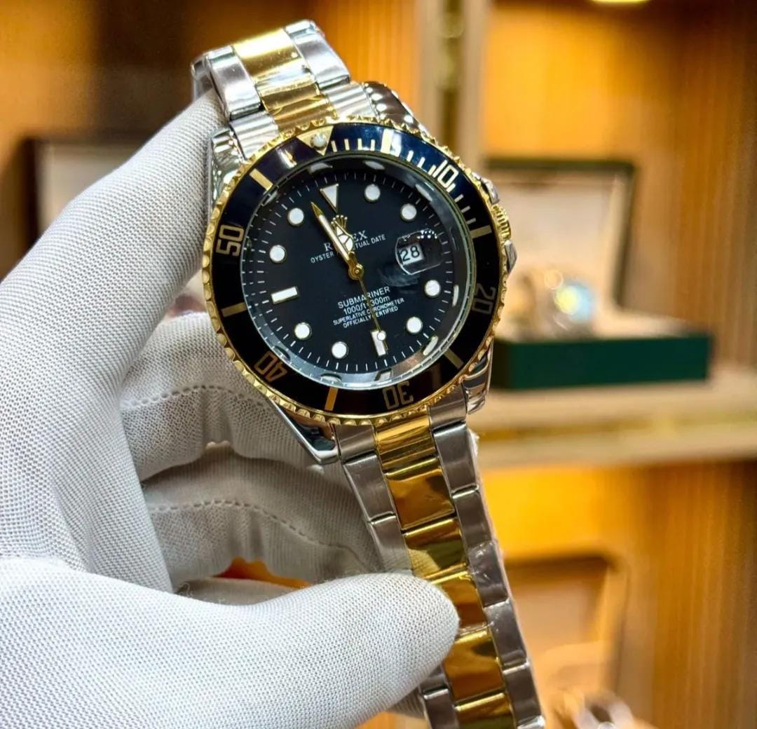 Luxury TwSubmariner Style o-Tone Men's Watch – Black Dial | Premium Edition