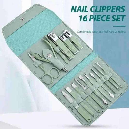 16-Piece Manicure & Pedicure Kit – Complete Nail & Grooming Set with Portable Case