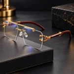 Premium Gold-Tone Rimless Eyewear – Side Angle View